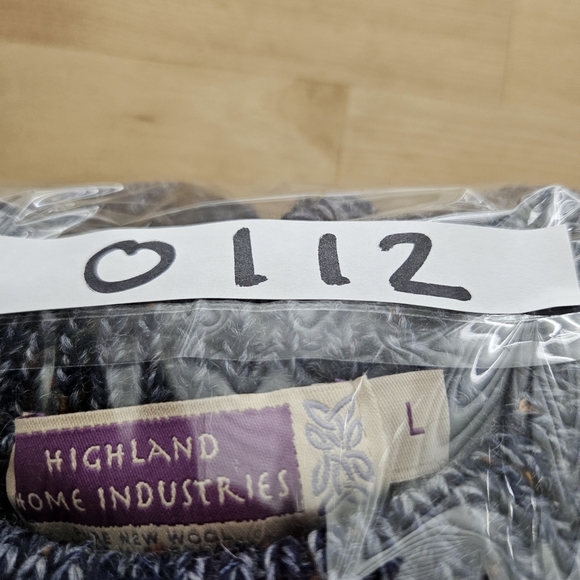 Highland Home Industries Large Sweater Blue Cable Knit 100% Pure New Wool - Picture 13 of 13